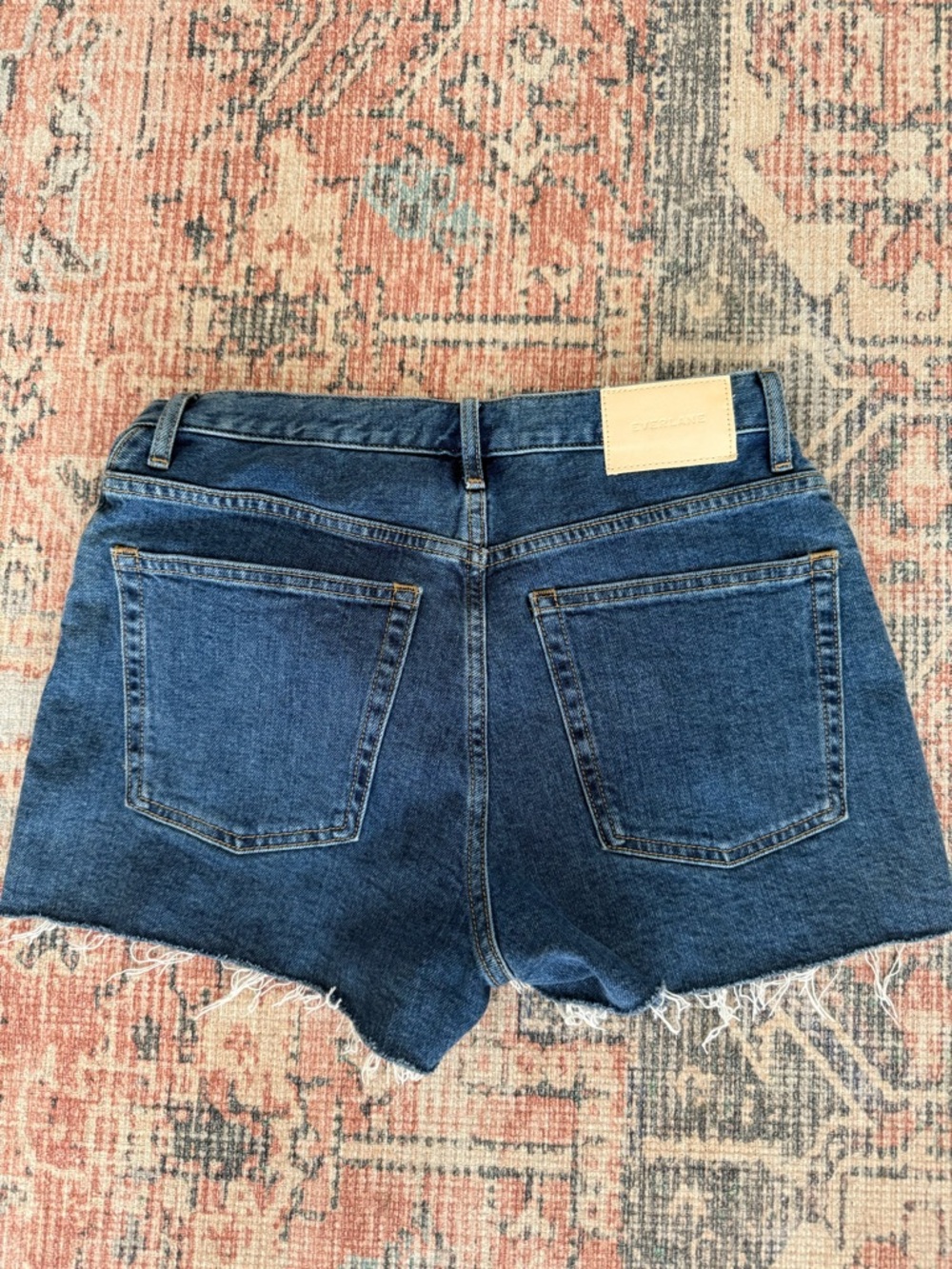 Everlane Dark Blue Denim Cutoff Shorts with Frayed Hem